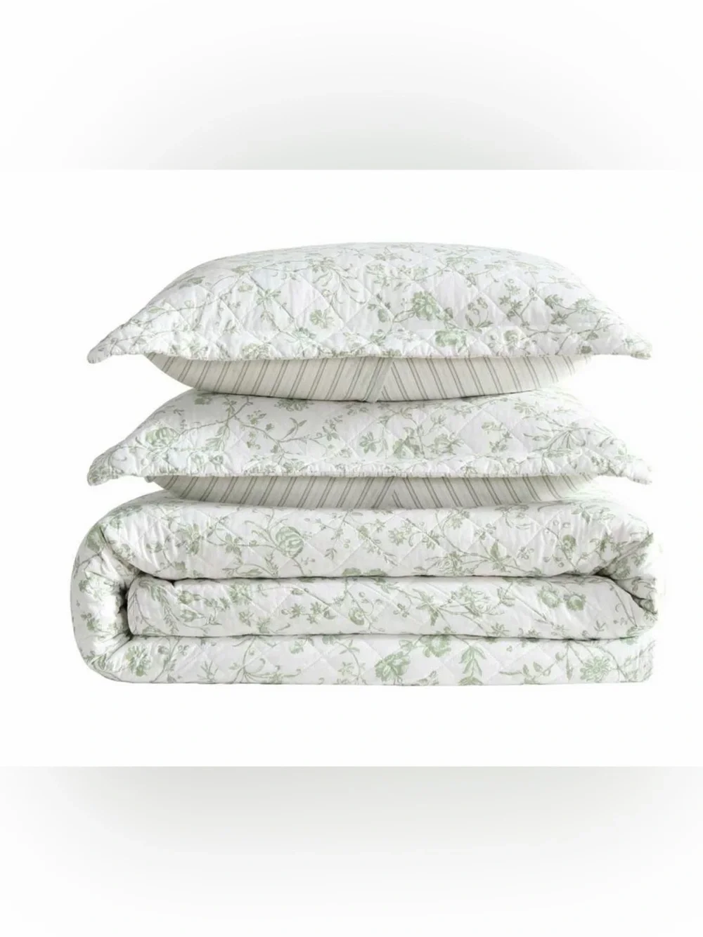 Like new Laura Ashley 3pc King Floral botanical Reversible 100% Cotton Quilt Set